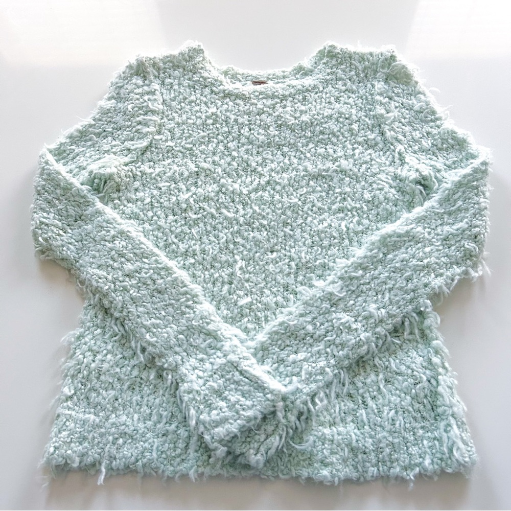 Free People Mint Green Chunky Textured Popcorn Knit Sweater Small NWT - Picture 10 of 17